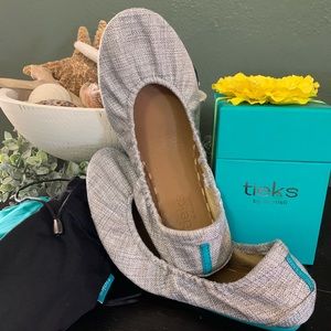 Tieks.  Size 7  Silver lake shade of soft grey.